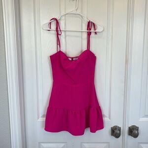 Amanda Uprichard Champagne Skort Romper - Hot Pink